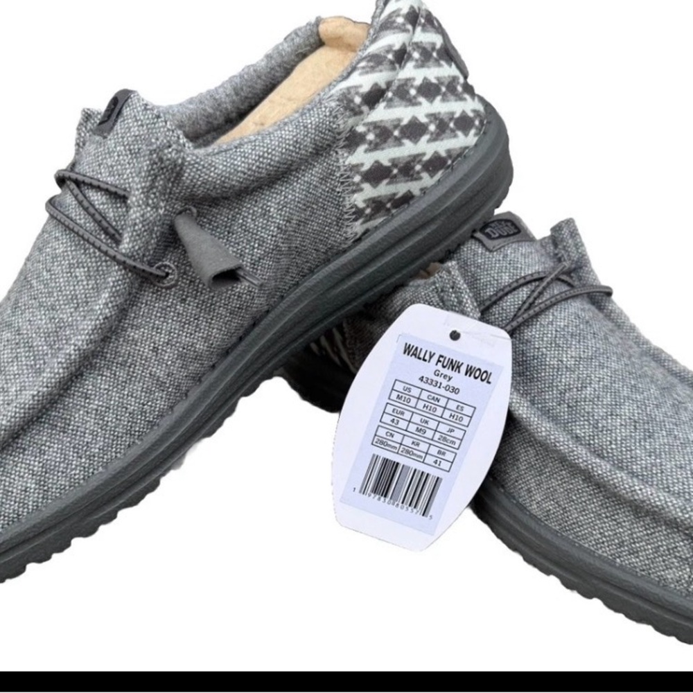 Hey Dude Men's Wally Wool Slip on Shoes Color Grey Size M10